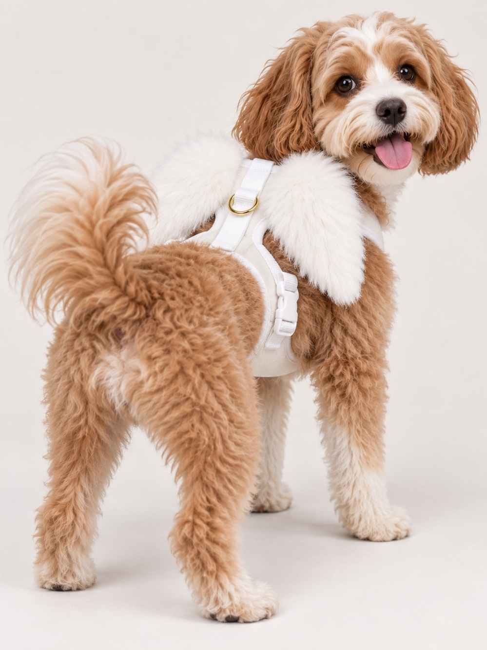 Angel Wings White Plush Comfort Dog Harness